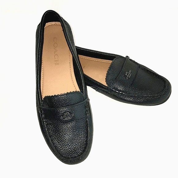 COACH ODETTE BLACK PEBBLED LEATHER LOAFER - Picture 3 of 11